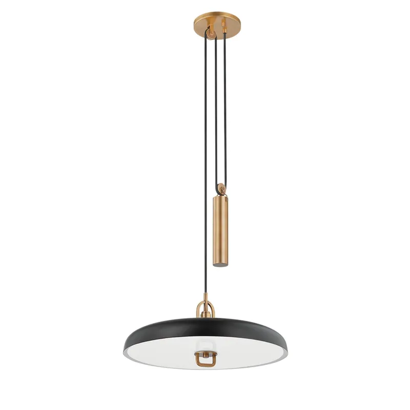 Plummet 1-Light Pendant in Patina Brass by Lauren Liess 18W x 8H (Soft Black)
