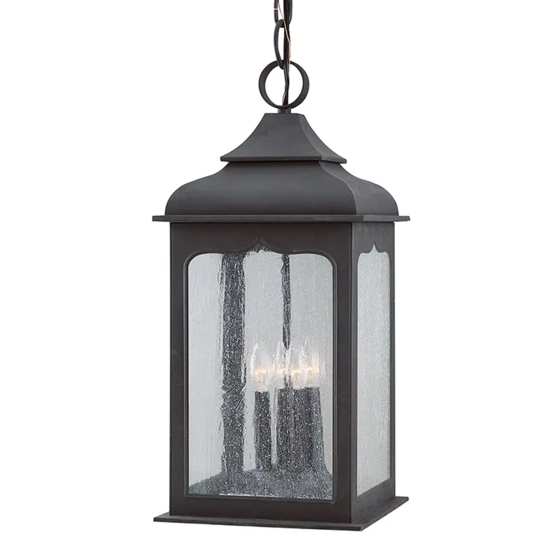 Henry Street 4-Light Exterior Lantern in Textured Bronze 11L x 11W x 24.25H