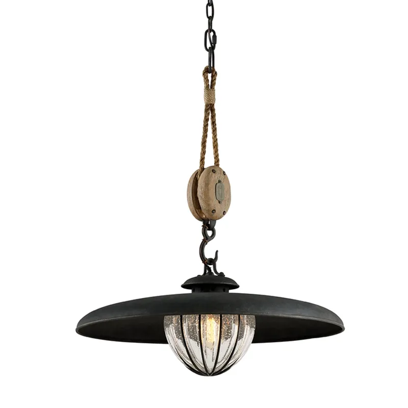 Murphy 1-Light Pendant in Forged Iron 24W x 28H