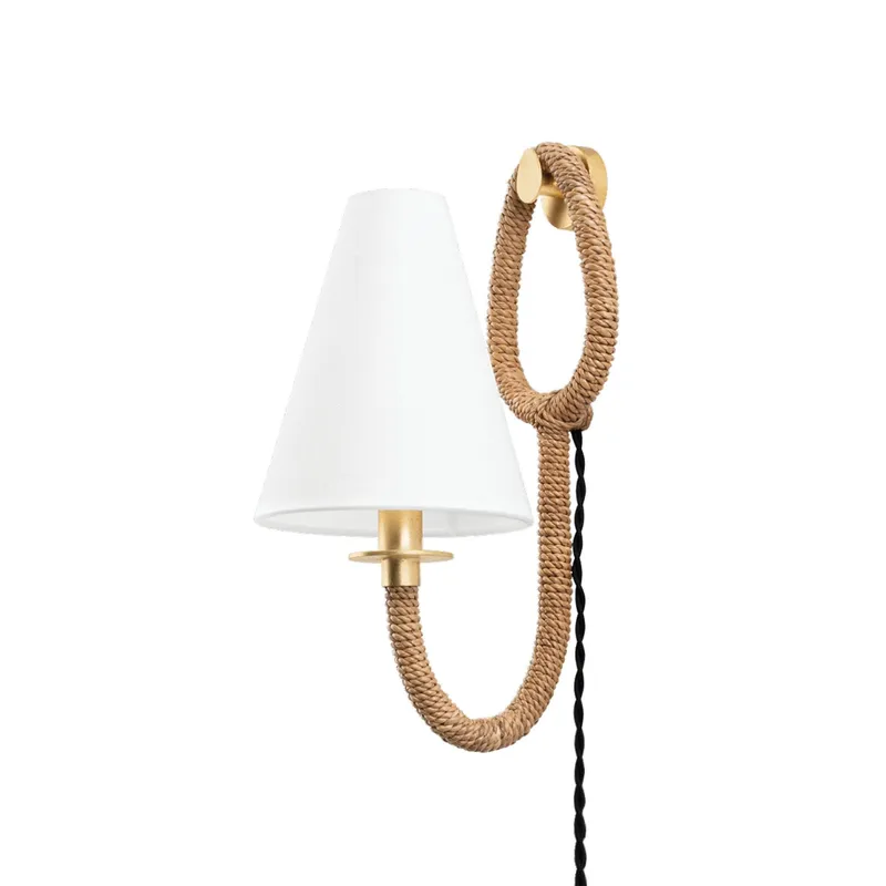 Deaver 1-Light Plug-in Sconce in Vintage Gold Leaf 6.5W x 14.5H