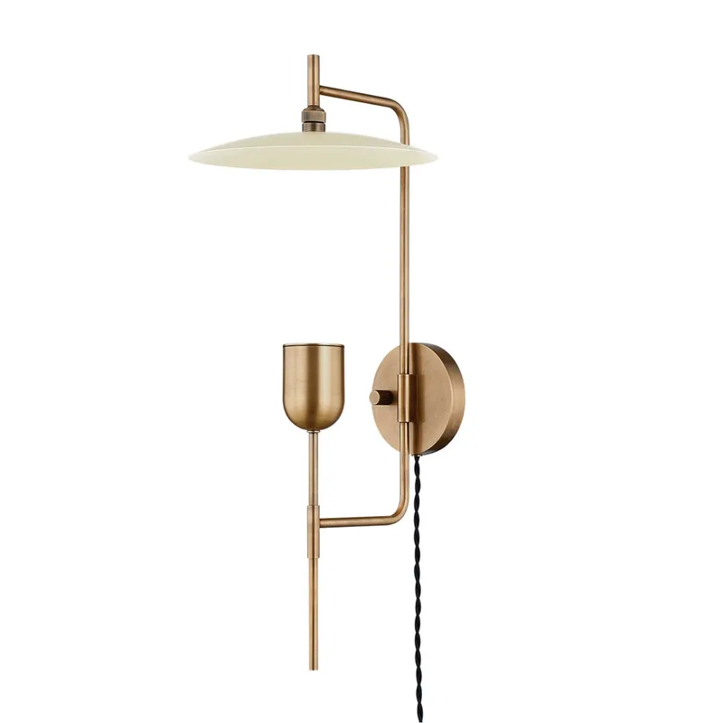 Manti 1-Light Plug-in Sconce in Patina Brass 9.75W x 23.75H