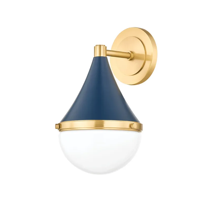 Ciara 1-Light Wall Sconce in Aged Brass 7W x 11.75H (Soft Navy)