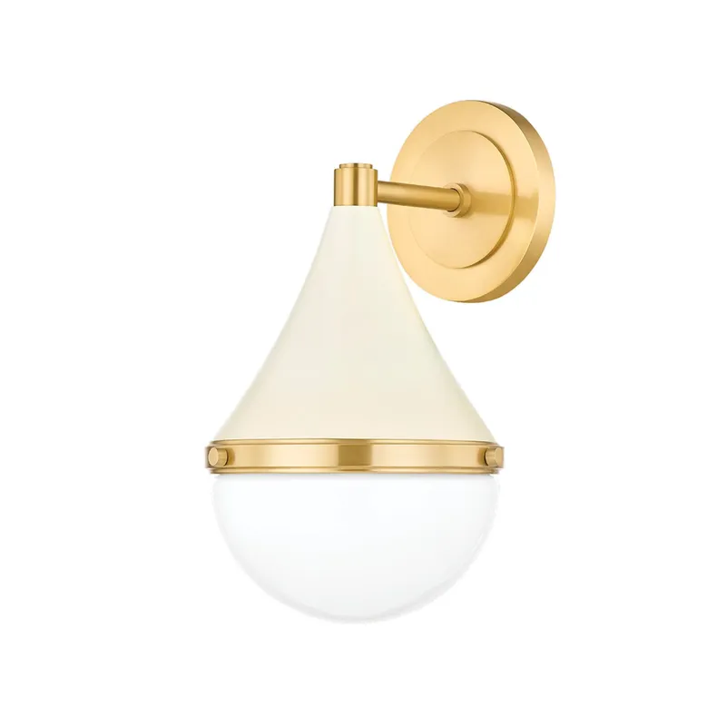 Ciara 1-Light Wall Sconce in Aged Brass 7W x 11.75H (Soft Cream)
