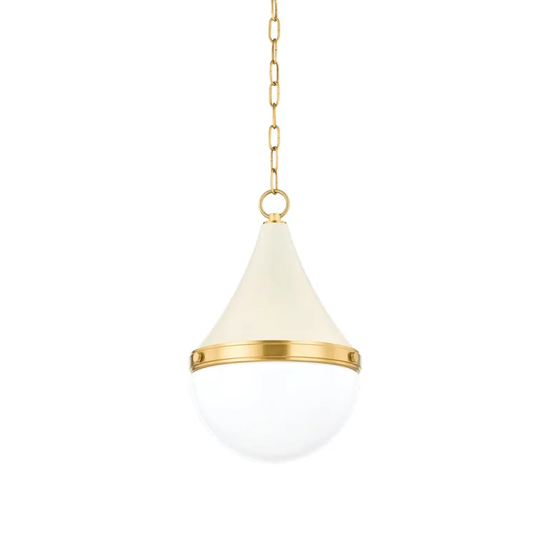 Ciara 1-Light Pendant in Aged Brass 11.75W x 18H (Soft Cream)