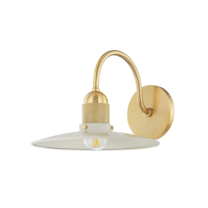 Leanna 1-Light Wall Sconce in Aged Brass 10W x 8.75H