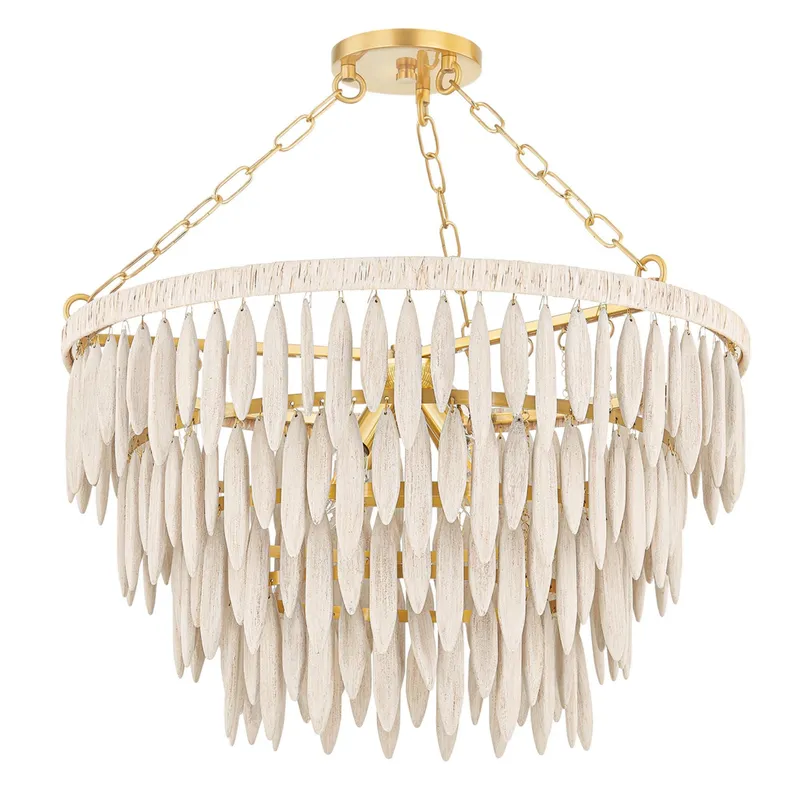 Tiffany 4-Light Chandelier in Aged Brass 24W x 15.25H