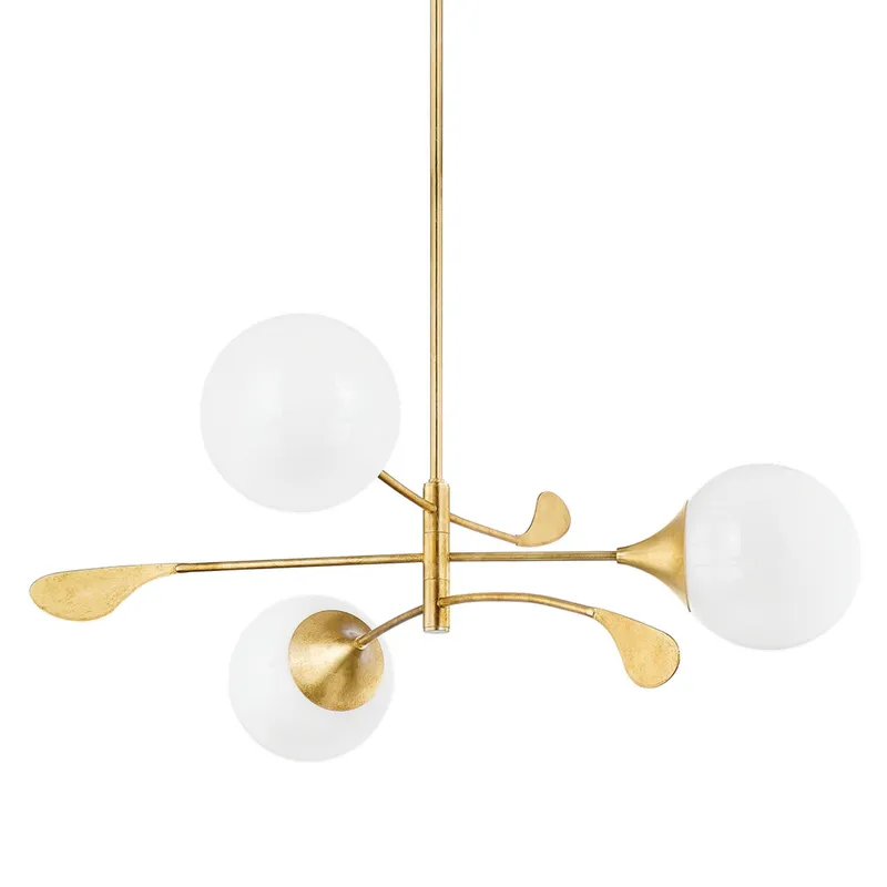 Victoria 3-Light Chandelier in Vintage Gold Leaf by Home Ec. 42W x 17.5H
