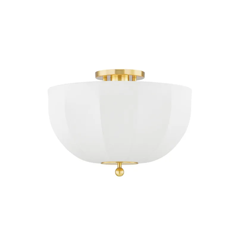 Meshelle 1-Light Flush Mount in Aged Brass by Home Ec. 13.5W x 9.75H