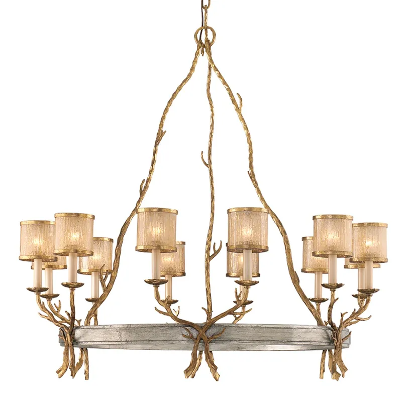 Parc Royale 12-Light Chandelier in Vintage Gold Leaf 41W x 41.5H
