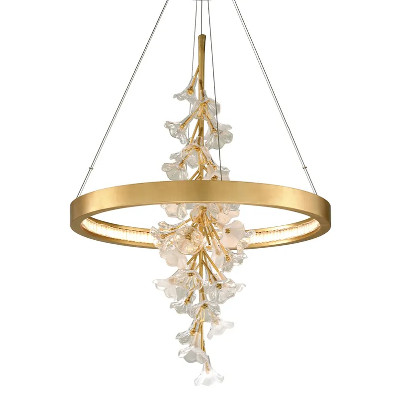 Jasmine 1-Light Chandelier in Gold Leaf 28W x 38.5H
