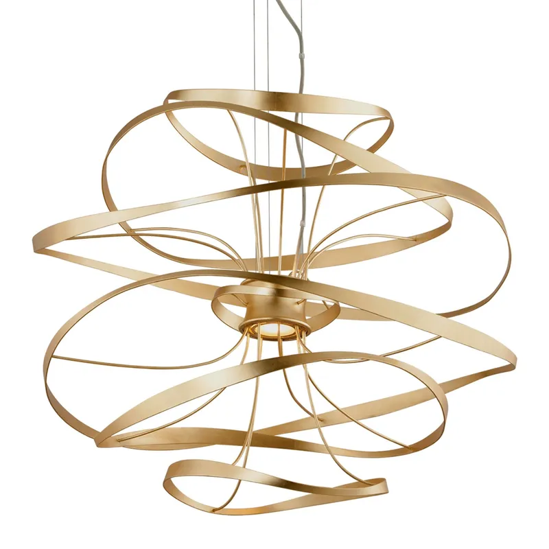 Calligraphy 2-Light Chandelier in Gold Leaf 34W x 31.25H