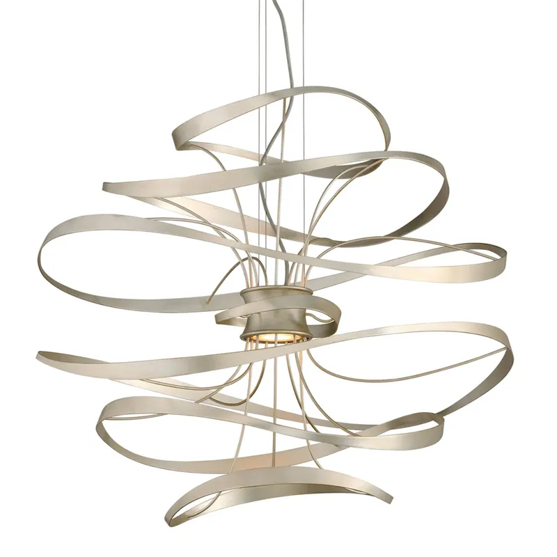 Calligraphy 2-Light Chandelier in Silver Leaf 34W x 31.25H