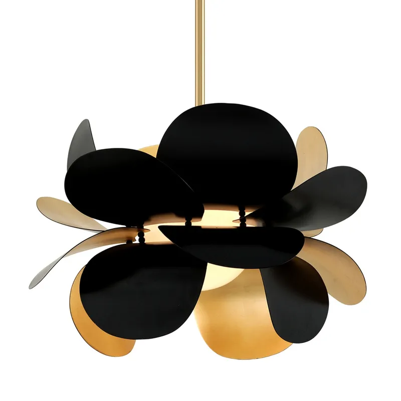 Ginger 1-Light Chandelier in Gold Leaf 26.5W x 17.25H (Soft Black)