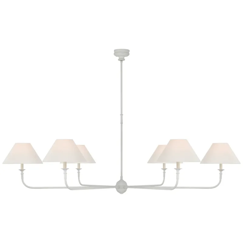 Thomas O'Brien Piaf Oversized Chandelier in Plaster White with Linen Shades Ceiling Light W72"