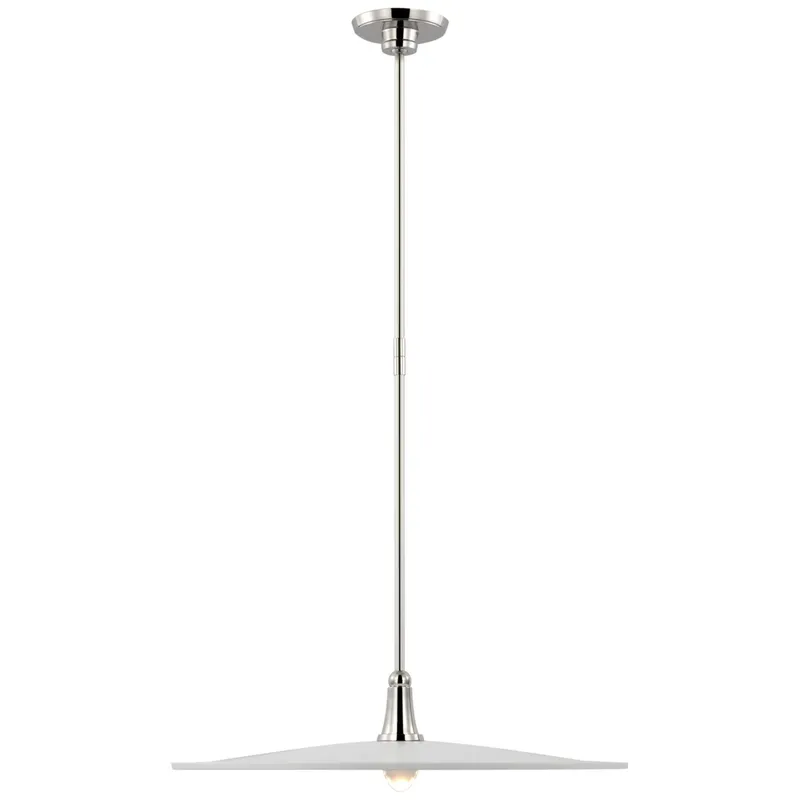 Thomas O'Brien Truesdell 24" Pendant in Polished Nickel with White Shade Ceiling Light W24"