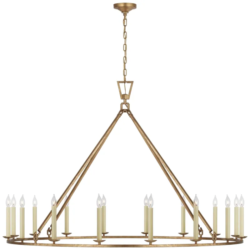Chapman & Myers Darlana Oversized Single Ring Chandelier in Gilded Iron Ceiling Light W61.25" x H41.5"