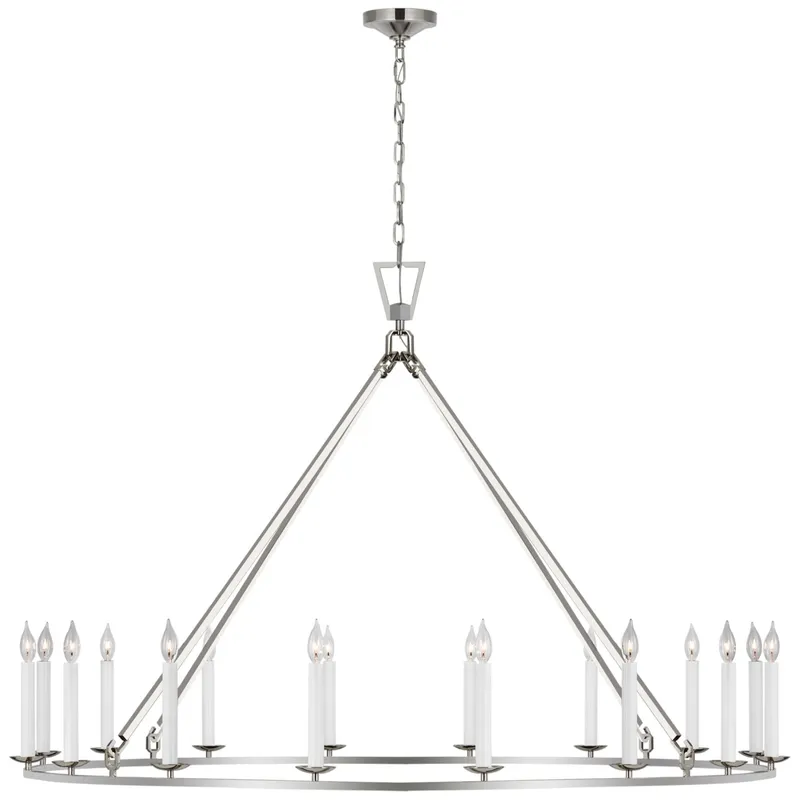 Chapman & Myers Darlana Oversized Single Ring Chandelier in Polished Nickel Ceiling Light W61.25" x H41.5"