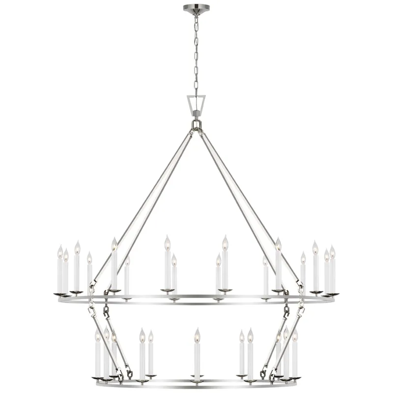 Chapman & Myers Darlana Oversized Two Tier Chandelier in Polished Nickel Ceiling Light W61.25" x H63.5"