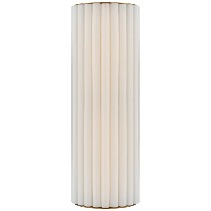 Ian K. Fowler Palati Large Tall Sconce in Hand-Rubbed Antique Brass with Linen Shade Wall Light W7.25" x H22.5"