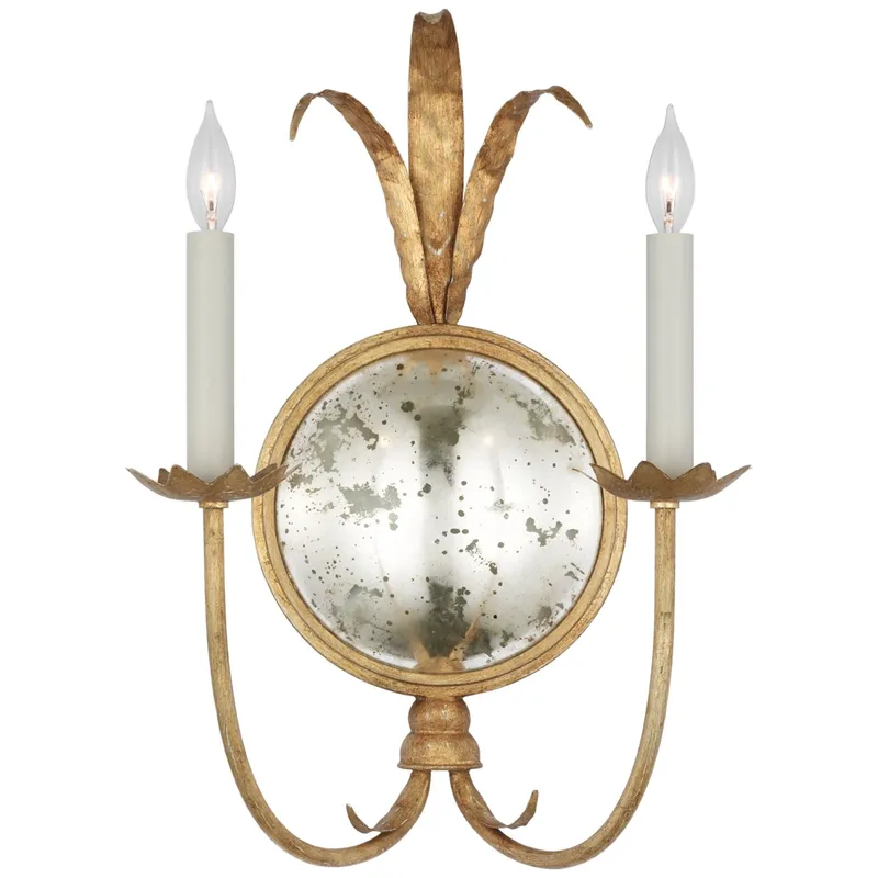 Chapman & Myers Gramercy Large Double Sconce in Gilded Iron Wall Light W16" x H24"