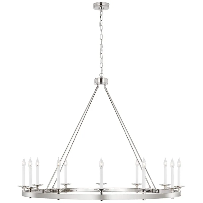 Chapman & Myers Launceton Grande Ring Chandelier in Polished Nickel Ceiling Light W53.25" x H38.25"