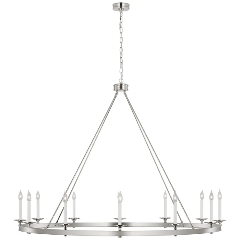 Chapman & Myers Launceton Oversized Ring Chandelier in Polished Nickel Ceiling Light W63.25" x H45.25"