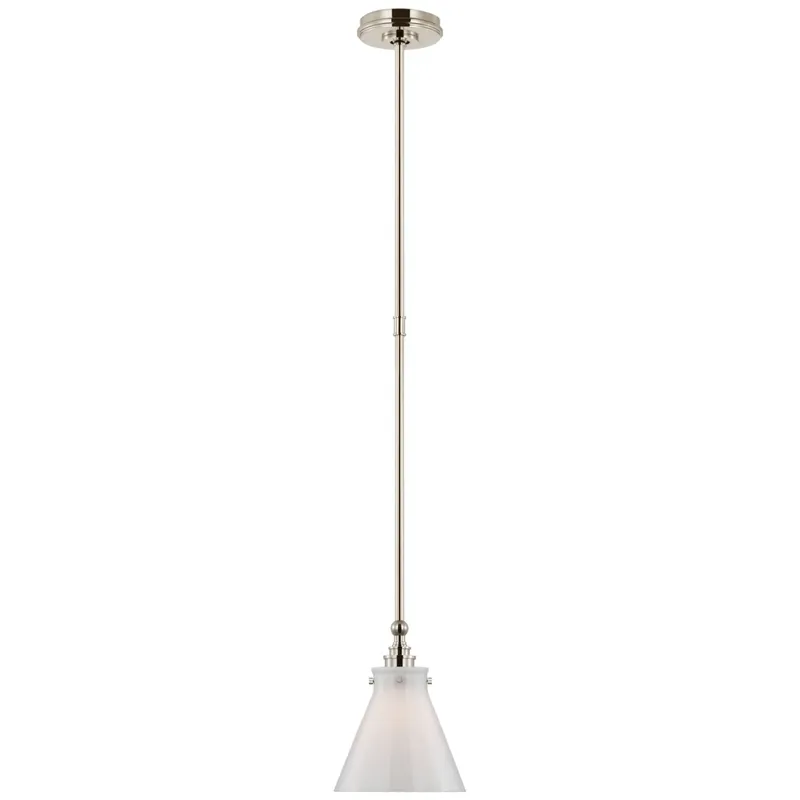 Chapman & Myers Parkington 9" Pendant in Polished Nickel with White Glass Ceiling Light W7.25"
