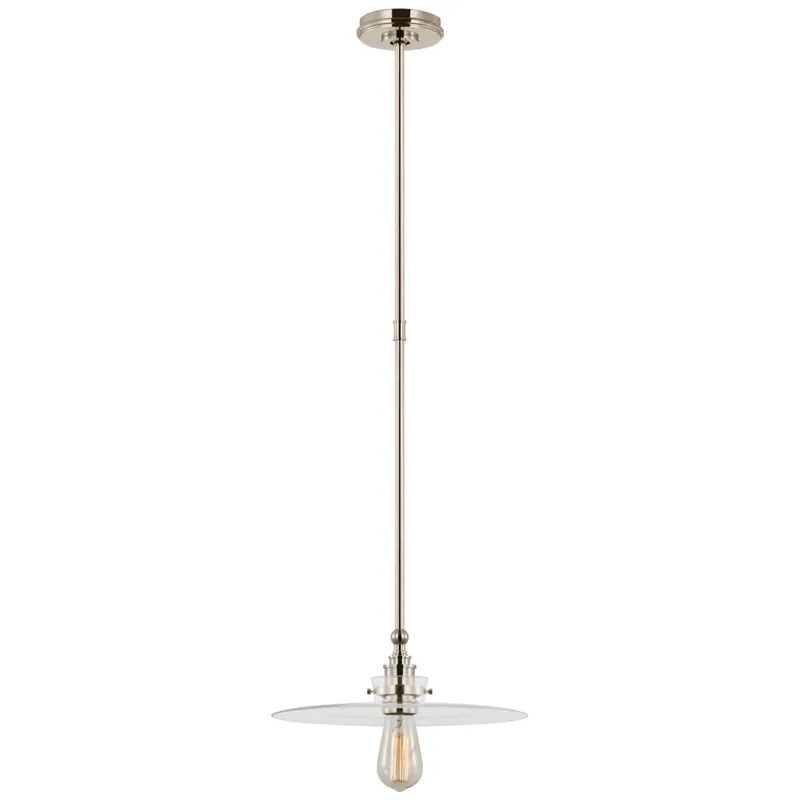 Chapman & Myers Parkington 14" Pendant in Polished Nickel with Clear Glass Ceiling Light W14"