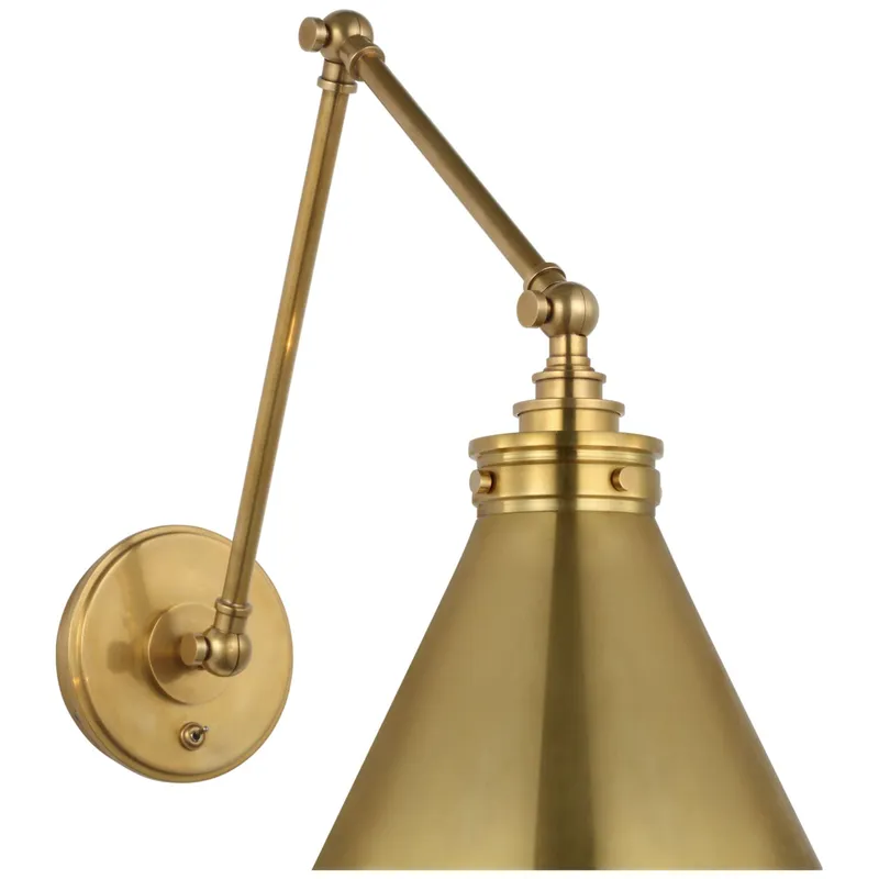 Chapman & Myers Parkington Double Library Wall Light in Antique-Burnished Brass W8.5" x H14" - 15"