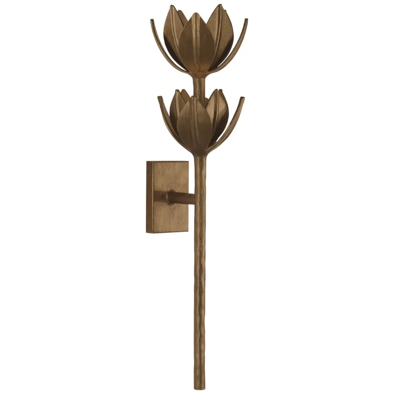 Julie Neill Alberto Large Two Tier Sconce in Antique Bronze Leaf Wall Light W6.75" x H25"