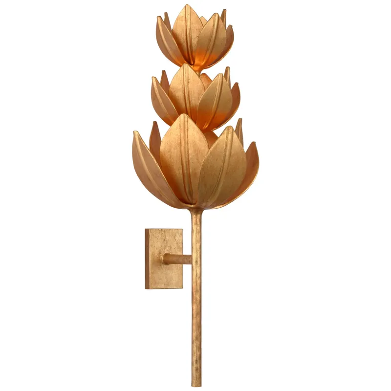 Julie Neill Alberto Extra Large Three Tier Sconce in Antique Gold Leaf Wall Light W10.5" x H28.5"