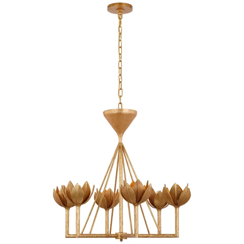 Julie Neill Alberto Small Low Ceiling Chandelier in Antique Gold Leaf Ceiling Light W28.75" x H27"