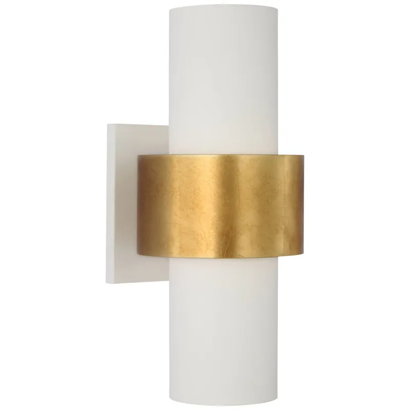 Julie Neill Chalmette Medium Layered Sconce in Plaster White and Gild Wall Light W6" x H14"