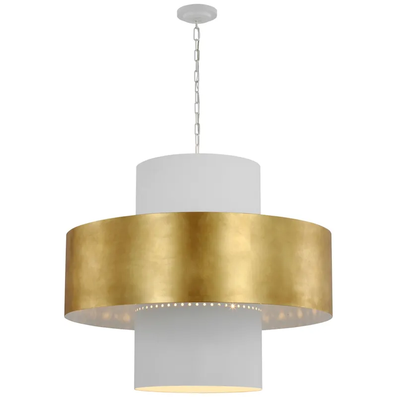 Julie Neill Chalmette 38" Layered Pendant in Plaster White and Gild Ceiling Light W37.75" x H31.5"