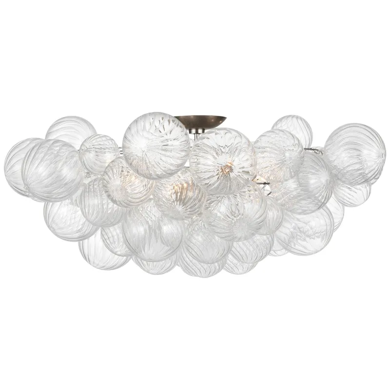 Julie Neill Talia 38" Flush Mount in Burnished Silver Leaf and Clear Swirled Glass Ceiling Light W37.5" x H15.75"