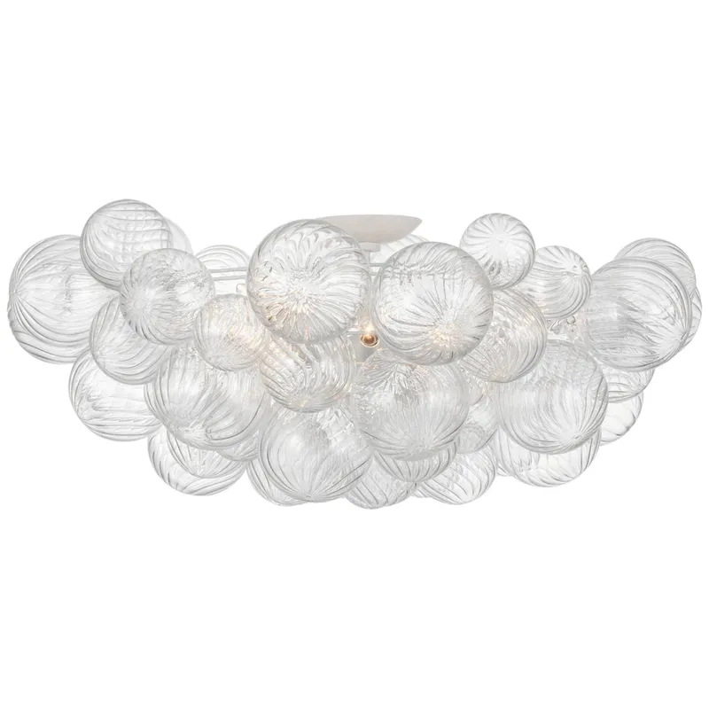 Julie Neill Talia 38" Flush Mount in Plaster White and Clear Swirled Glass Ceiling Light W37.5" x H15.75"