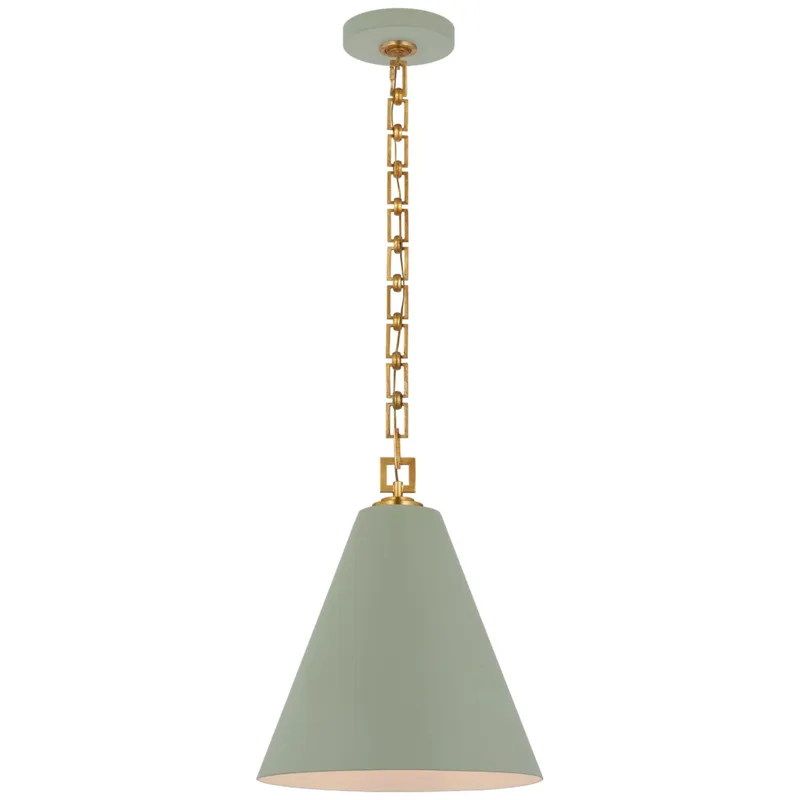 Julie Neill Theo 14" Pendant in Celadon and Gild Ceiling Light W14.25" x H17"