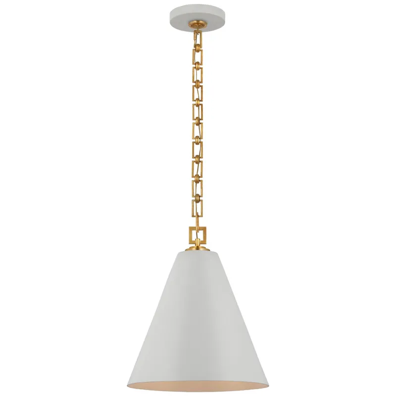 Julie Neill Theo 14" Pendant in Soft White and Gild Ceiling Light W14.25" x H17"
