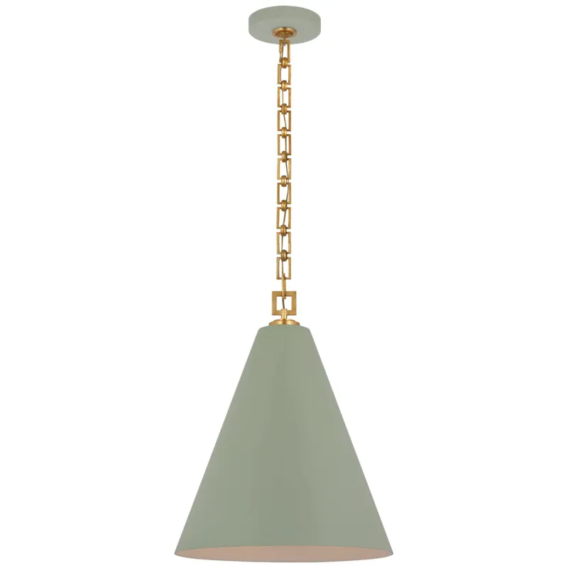 Julie Neill Theo 17" Pendant in Celadon and Gild Ceiling Light W17" x H21"