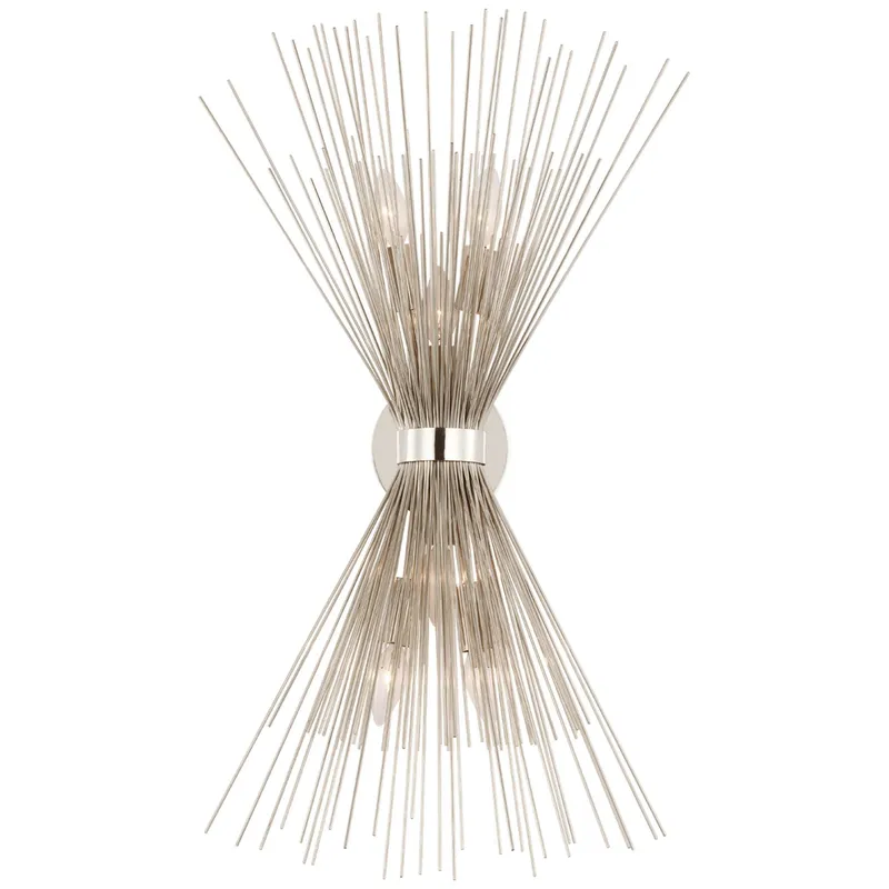 Kelly Wearstler Strada Medium Symmetrical Sconce in Polished Nickel Wall Light W9.25" x H31"
