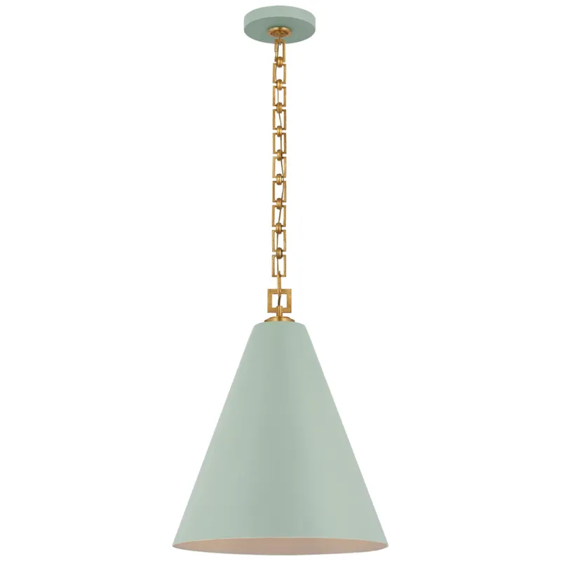 Julie Neill Theo 17" Pendant in Pale Blue and Gild Ceiling Light W17" x H21"