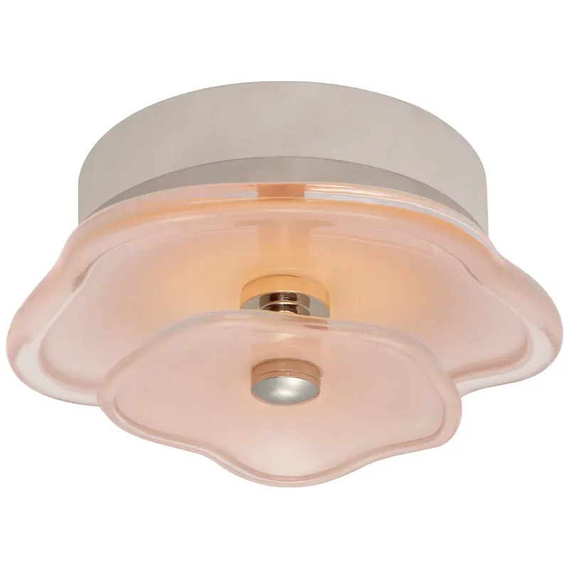 kate spade new york Leighton 6" Layered Flush Mount in Polished Nickel with Blush Tinted Glass Ceiling Light W6" x H2.5"