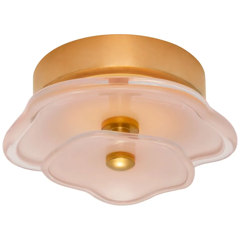 kate spade new york Leighton 6" Layered Flush Mount in Soft Brass with Blush Tinted Glass Ceiling Light W6" x H2.5"