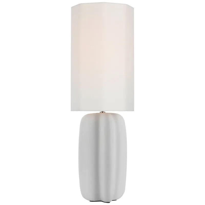 Kelly Wearstler Alessio Large Table Lamp in Plaster White with Linen Shade W10" x H31"
