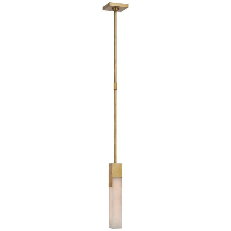 Kelly Wearstler Covet Mini Pendant in Antique-Burnished Brass with Alabaster Ceiling Light W2.25"