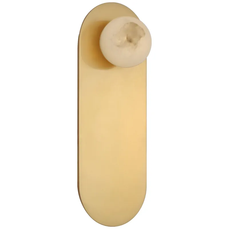 Kelly Wearstler Pertica 9" Sconce in Mirrored Antique Brass with Alabaster Wall Light W3.25" x H9"