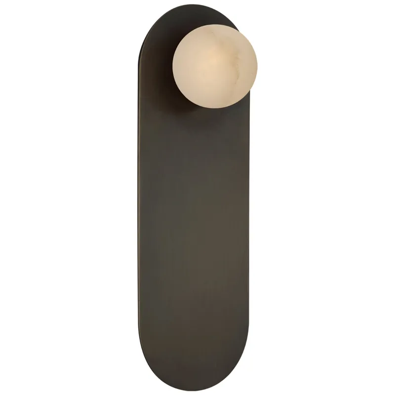 Kelly Wearstler Pertica 14" Sconce in Mirrored Bronze with Alabaster Wall Light W4.75" x H14.25"