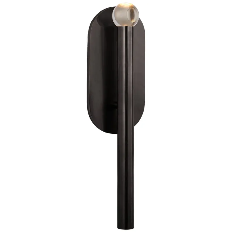 Kelly Wearstler Rousseau Medium Bath Sconce in Bronze with Clear Glass Orb Wall Light W4.25" x H15.5"