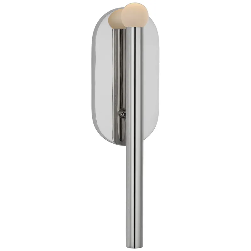Kelly Wearstler Rousseau Medium Bath Sconce in Polished Nickel with Etched Crystal Orb Wall Light W4.25" x H15.5"