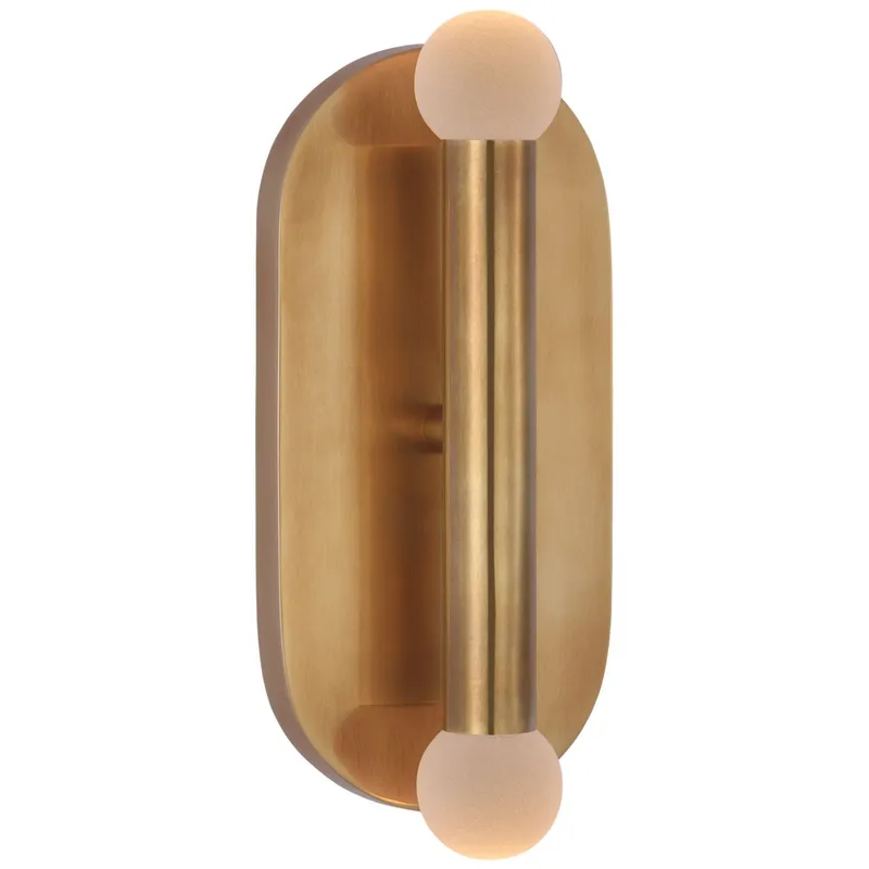 Kelly Wearstler Rousseau Medium Vanity Sconce in Antique-Burnished Brass with Etched Crystal Orb Wall Light W4.25" x H10.25"